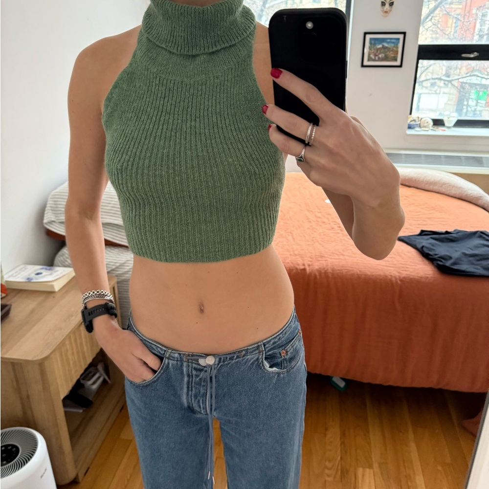 Beige Botany green sweater halter